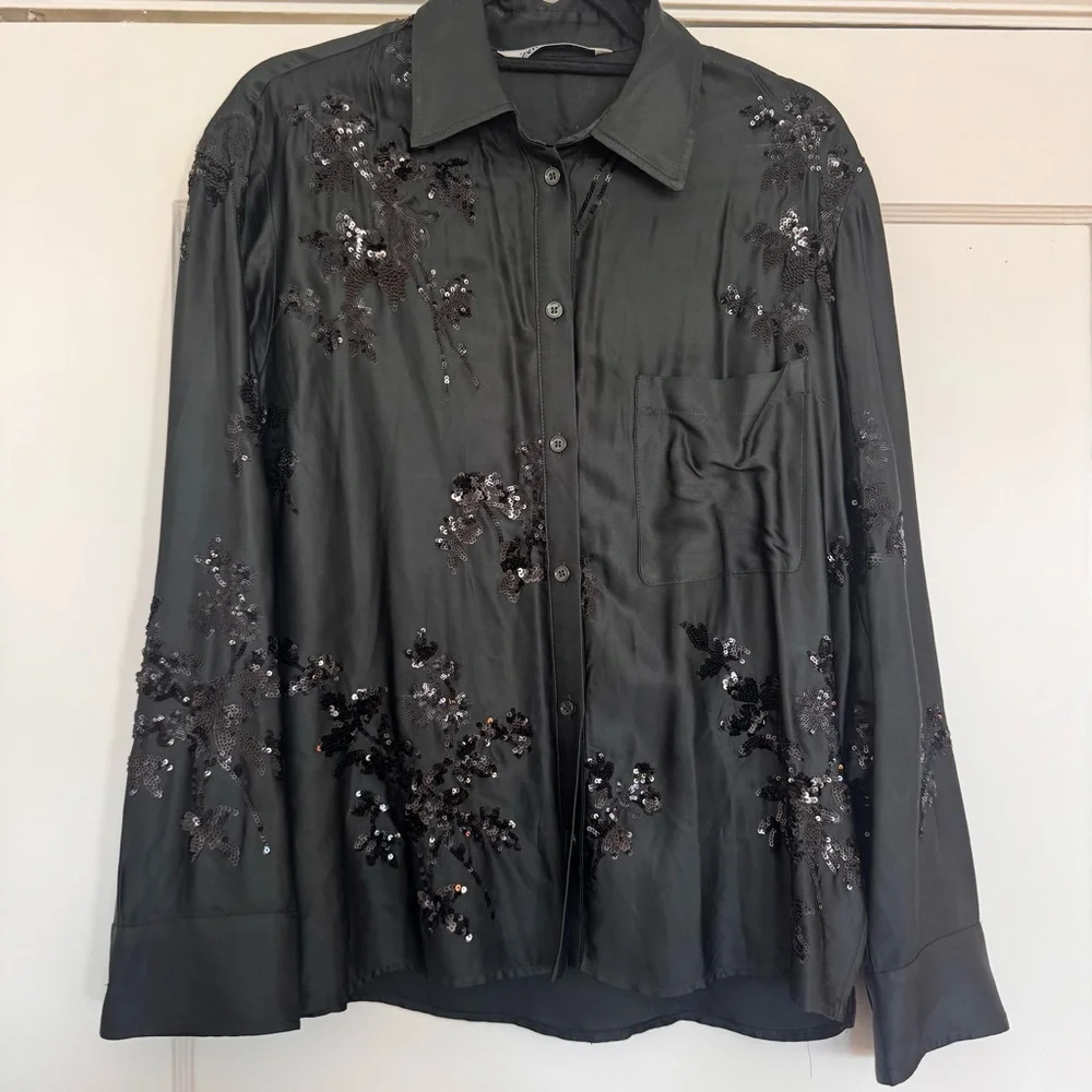 Zara Sequin Button Down - Picture 1 of 4
